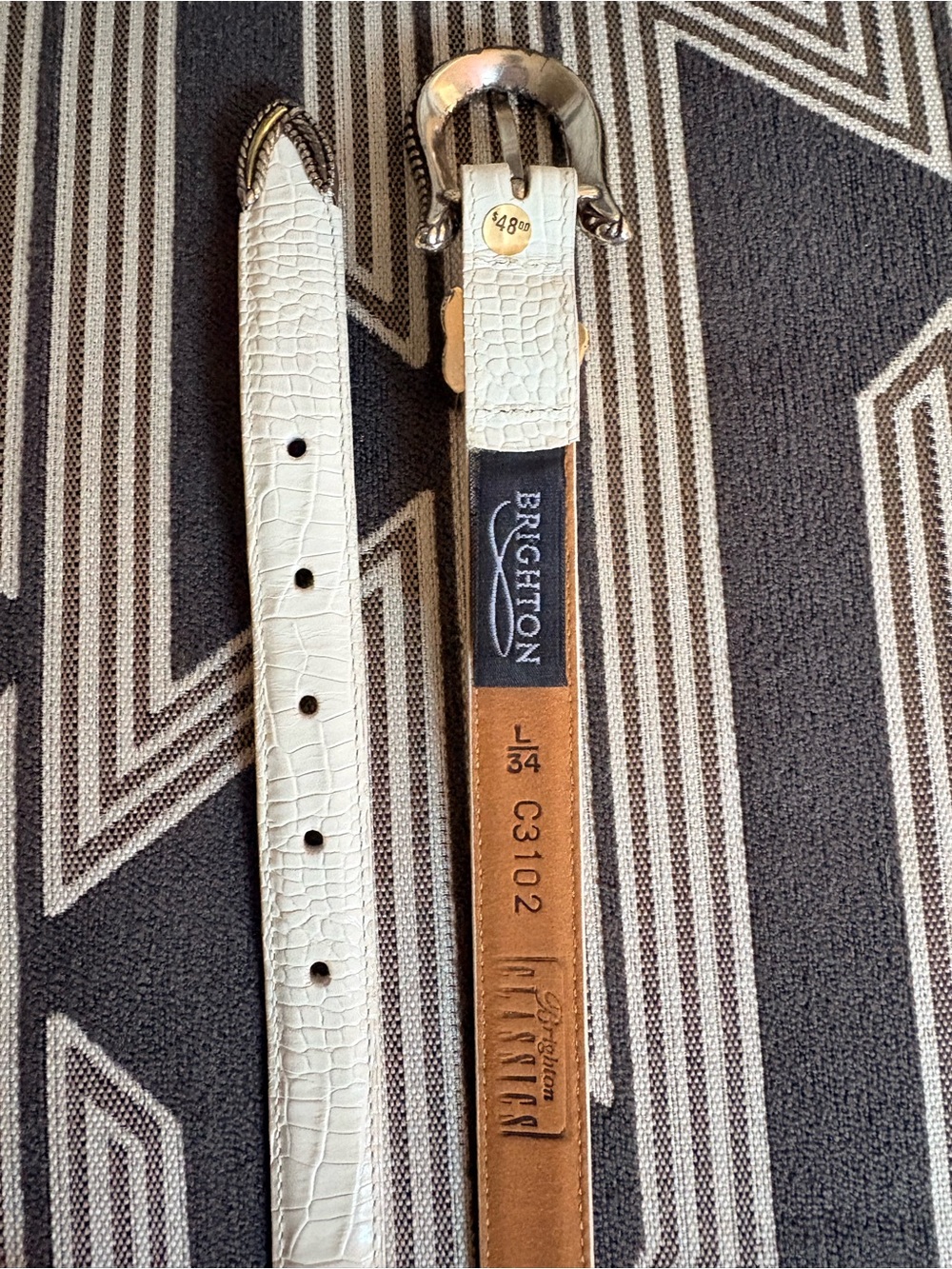 VTG Brighton White Croc Metal Heart Belt Size L - Picture 13 of 15